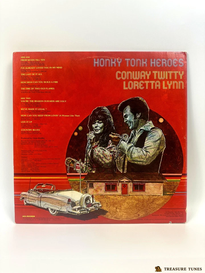 Conway Twitty & Loretta Lynn - Honky Tonk Heroes Vinyl LP - Image 3 of 4