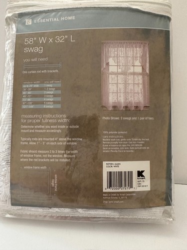 Essential Home Lillian White Swag-58"Wx32"L-includes only 1 swag. floral print. - Picture 4 of 5