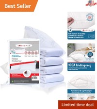 Noise-Free Waterproof Pillow Protectors 8 Pack - Hypoallergenic Bed Bug Shield