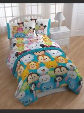 TSUM TSUM Girls 4-piece Twin Sheet Set  Comforter DISNEY Mickey Minnie Pooh