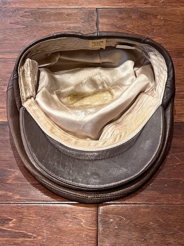 Vintage Dobbs New York Fifth Avenue Brown Leather Mens Medium Cabbie Newsboy Hat - Picture 6 of 8