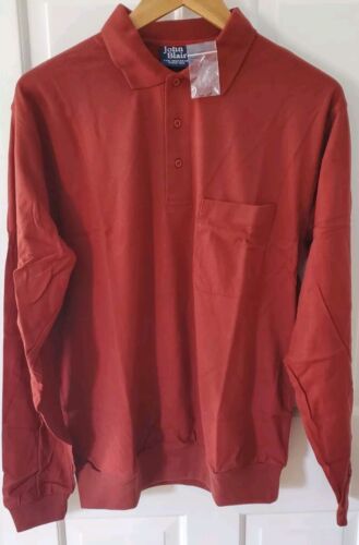 Camicia John BLAIR marrone bordeaux manica lunga tasca bottoni fascia taglia L nuova