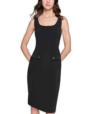 Karl Lagerfeld Paris Square Neck Crepe Dress In Black Women's Size 12 $138