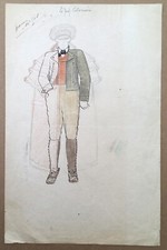 Dessin Original Portrait Homme Costume Mode Théâtre Juif Polonais années 1920