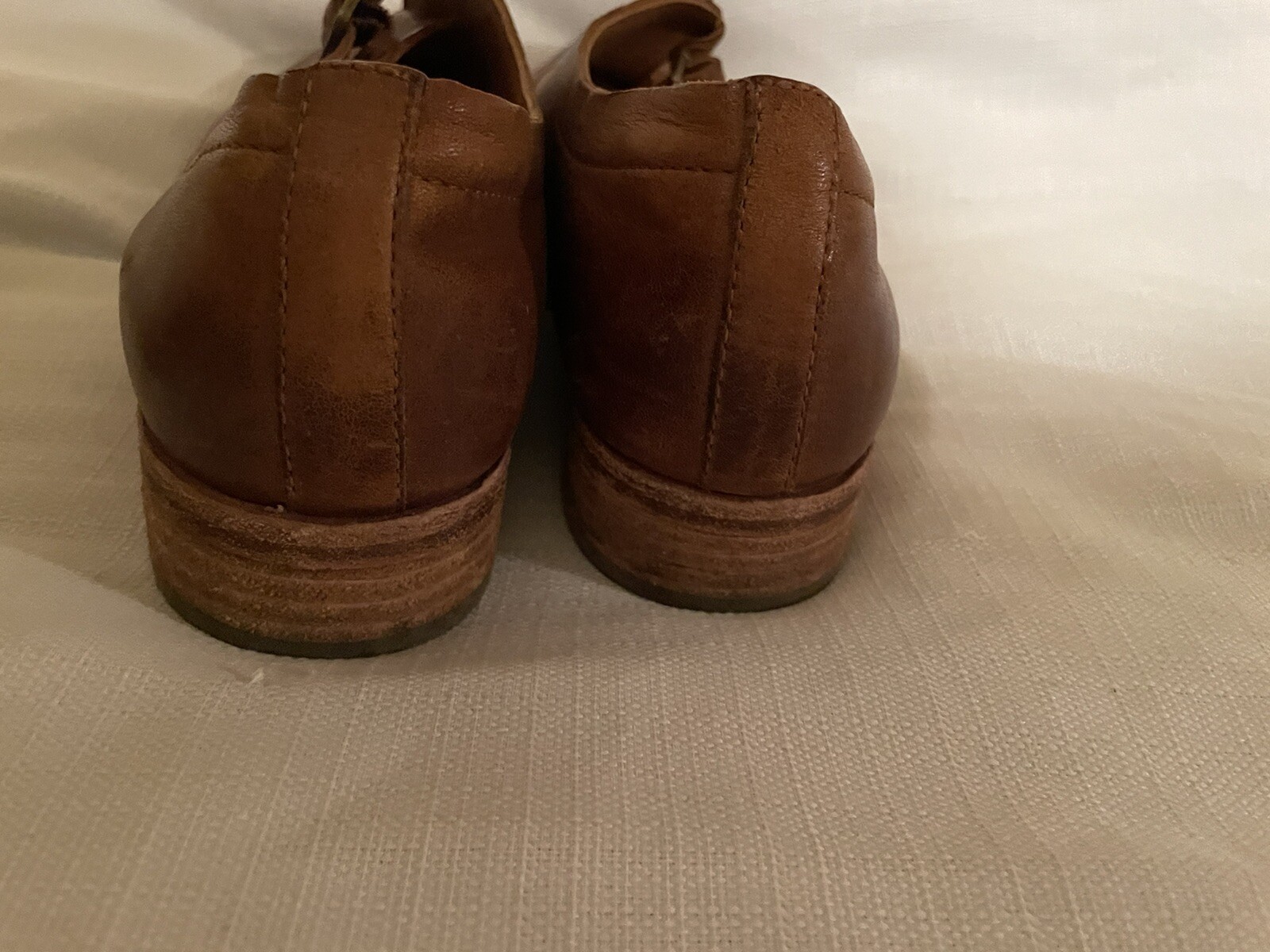 KORK EASE Shoes Niseda Oxford Flat Distressed Leather 9.5 M Cognac