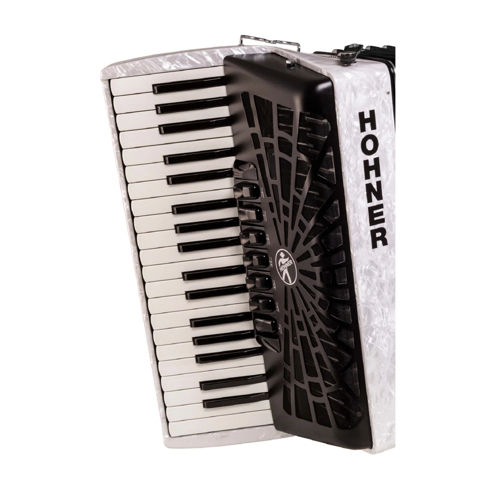 Hohner Bravo III 96 Chromatic Piano Key Accordion Pearl White - Image 2 of 3