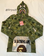 NWT BAPE GRADATION CAMO SHARK LONG ZIP HOODIE LADIES Size Small Olivedrab