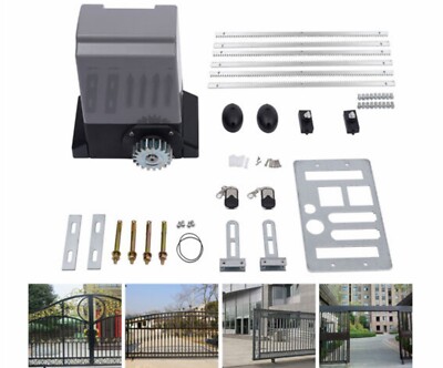 750W 4400lbs Automatic Sliding Gate Opener Door Operator Motor 6m Rack 2 Remotes