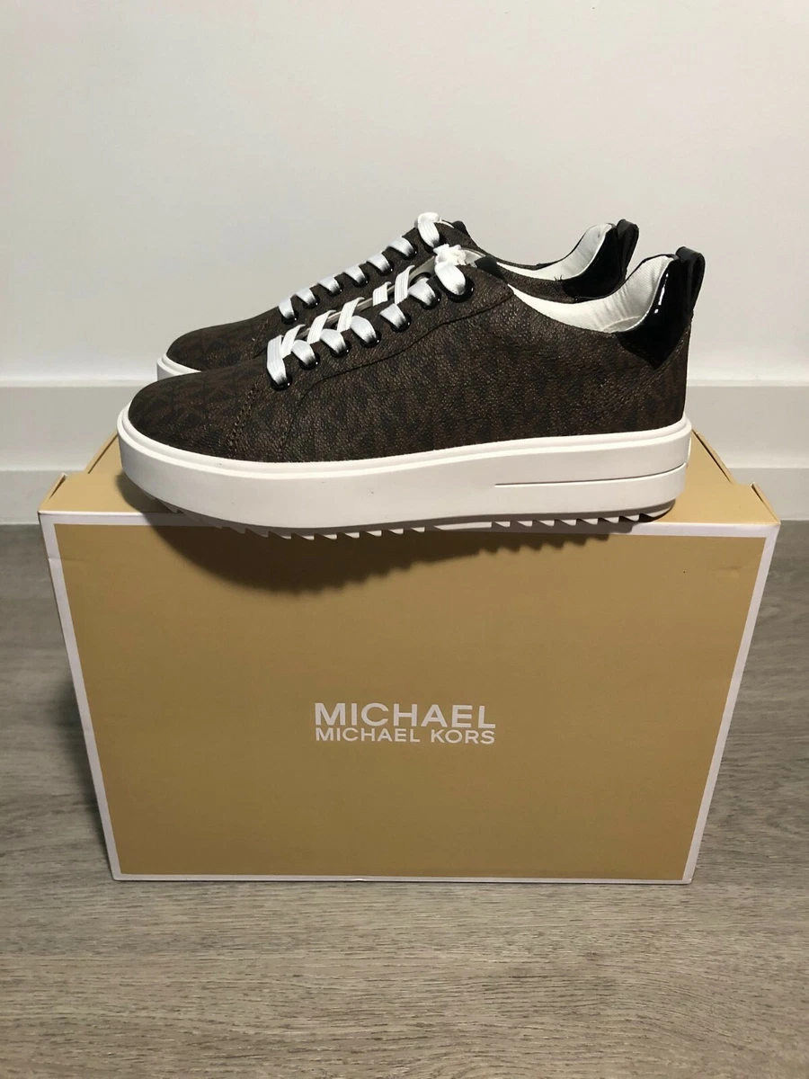 Michael Kors Emmett Strap Logo Print Lace-Up Platform Sneakers