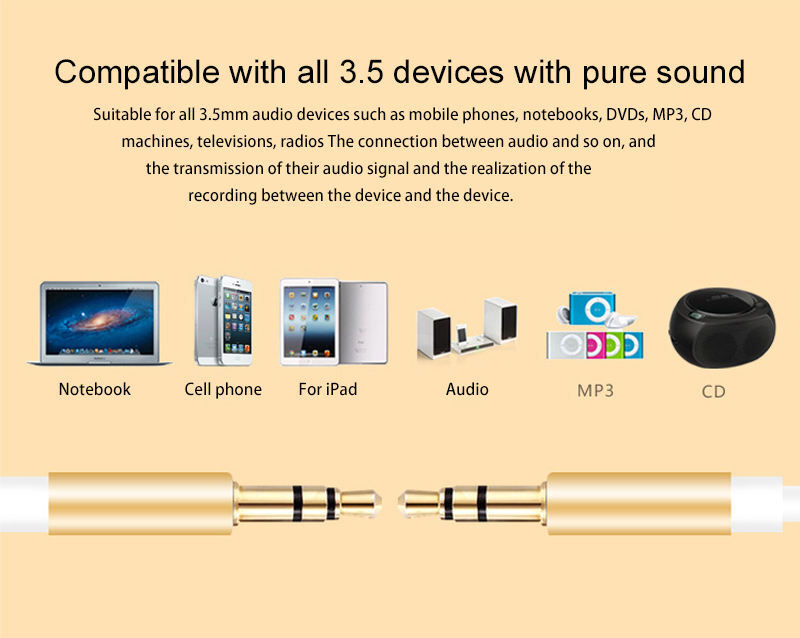 Pack of 5 Job Lot x Headphone Aux Cable Audio Lead 3.5mm Jack Stereo PC ...