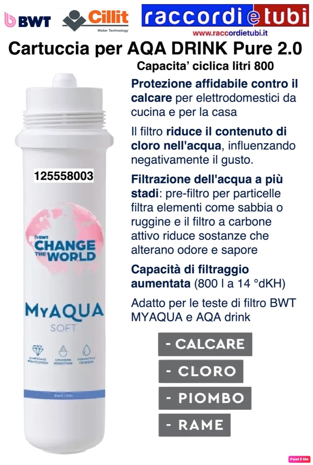 Cartuccia BWT MyAQUA Protect 125558003: Filtro Anticalcare Professionale