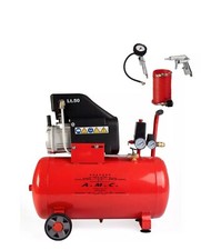 Compressore aria da 50 litri 1500W elettrico coassiale 2 Hp 8 Bar Incluso KIT
