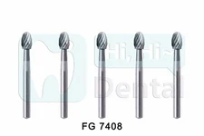 5Pcs Dental Carbide Burs Trimming Finishing Polishing Egg Football FG 7408 High