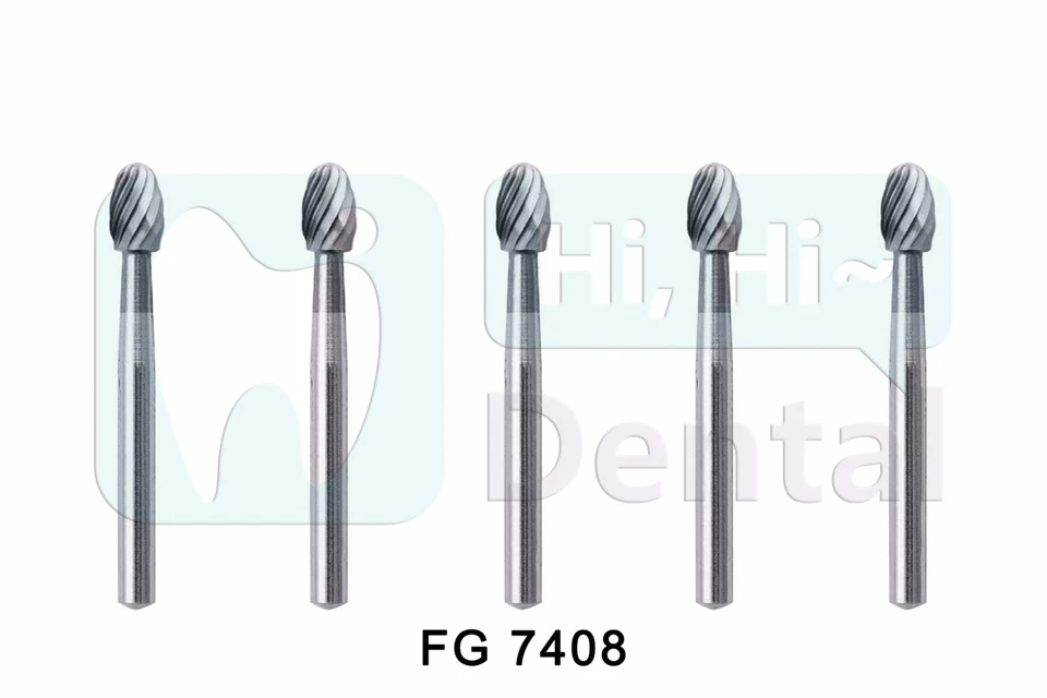 HIHIDENTAL 5Pcs Dental Carbide Burs Trimming Finishing Polishing Egg Football FG 7408 High