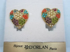D'Orlan Gold Plated Clip Earring with Swarovski Crystals and Sandstones 6132
