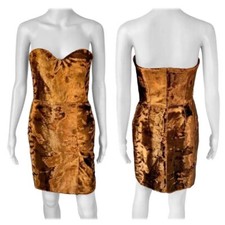 Alexander McQueen Bustier Chenille Velvet Strapless Mini Dress