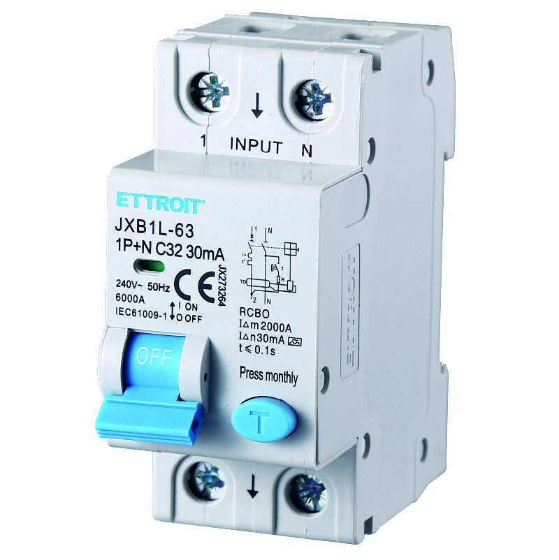 ETTROIT Interruttore Magnetotermico Differenziale 1P+N 32A 30mA 220V 6KA CLASSE