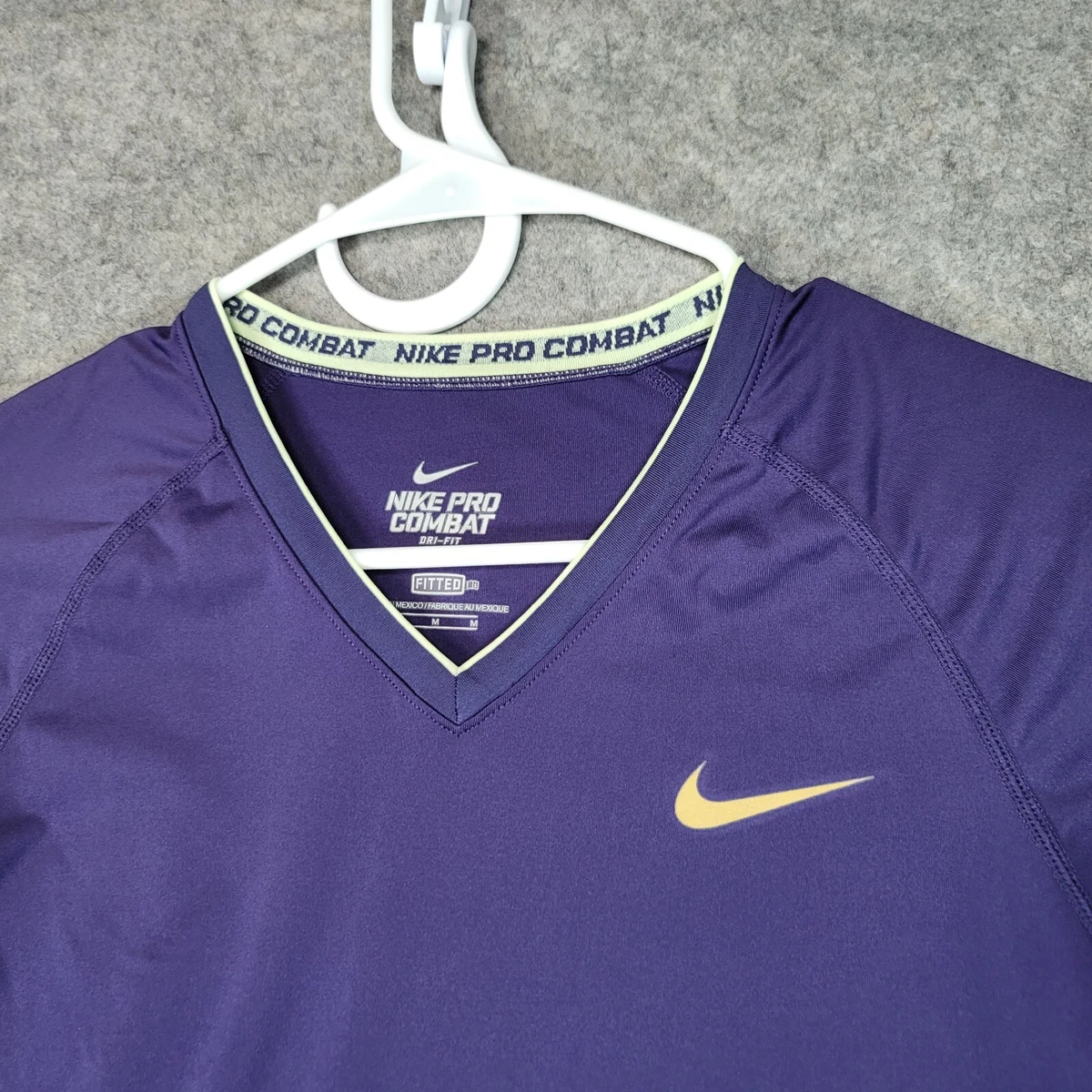 Nike Pro Combat Shirt Womens Medium Purple Yellow Short Sleeve eBay