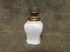 Vintage 1900's Milk Glass Salt Shaker or Miniature Lamp w/Burner Grape Design