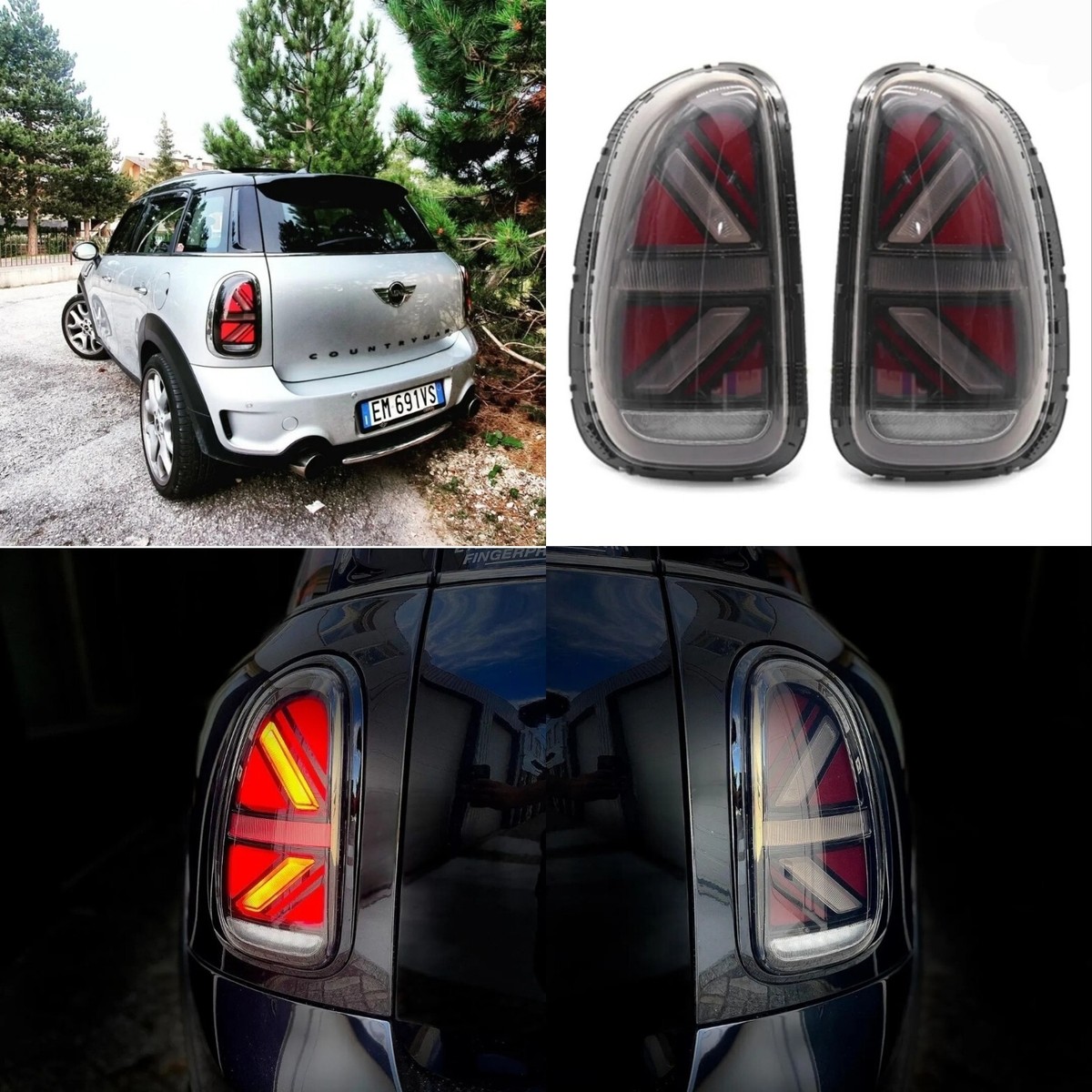 Mini Countryman R60 Black and Red LED Union Jack Rear tail Lights