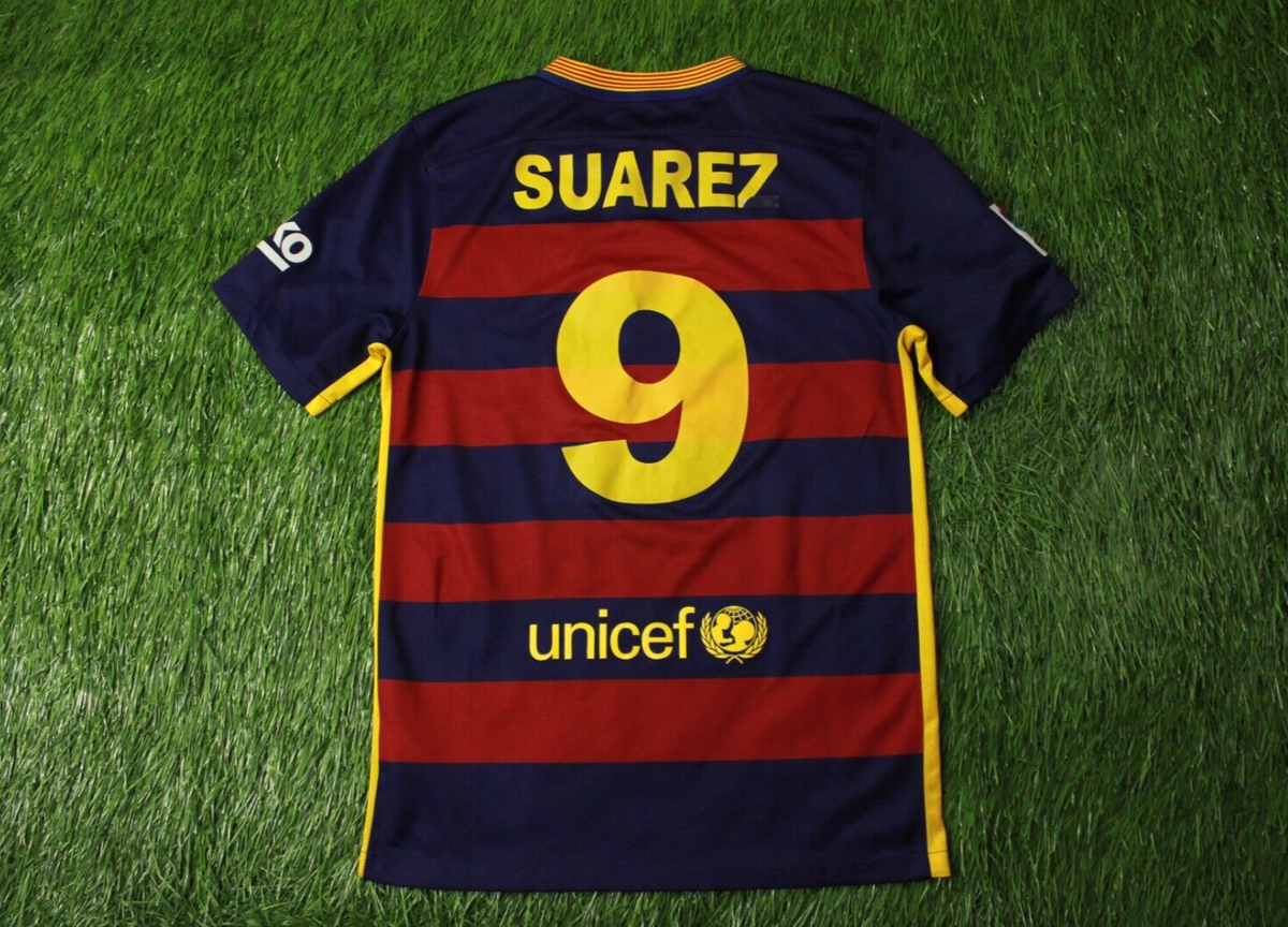 BARCELONA BARCA SUAREZ 2015-2016 FOOTBALL SHIRT JERSEY HOME NIKE