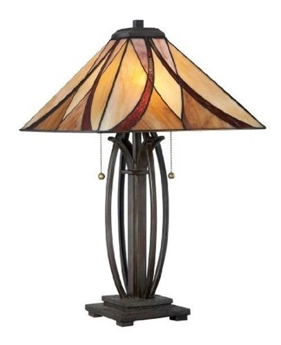 Quoizel TF1180TVA - Asheville 2 Light Tiffany Table Lamp, Bronze Finish - 2 Pack - Picture 2 of 7