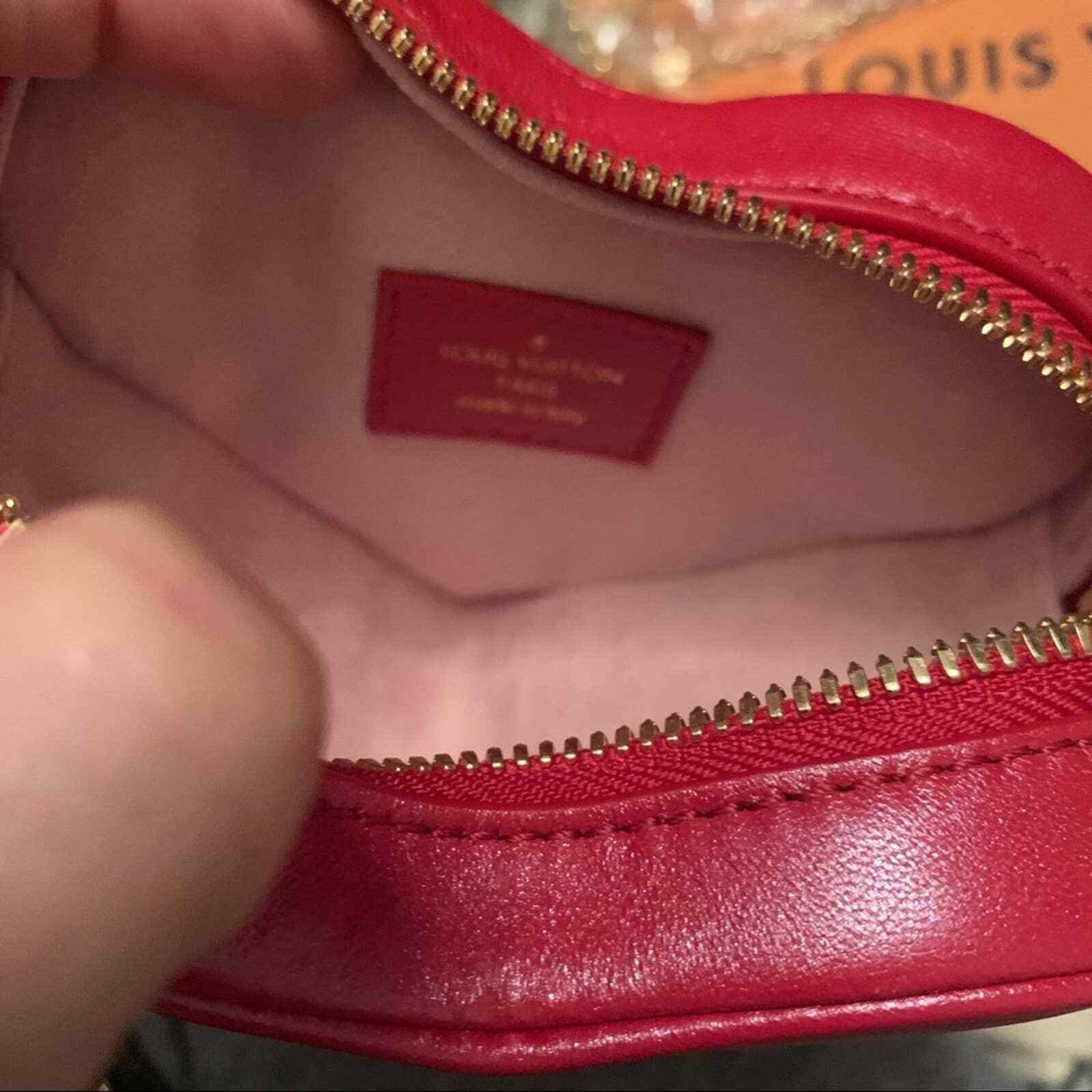 Louis Vuitton Heart Bag on Chain Fall in Love red leather mini leather LV  bag | eBay