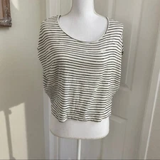 Mouchette Top Striped Drape Sleeves Scoop Neck Boxy French Minimalism Sz XS
