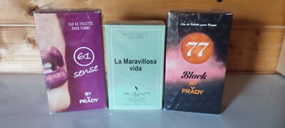 Lot De 3 Eaux De Toilette Pour Femme Prady - 100 Ml Chaque - Boîtes Abîmées (neuf)