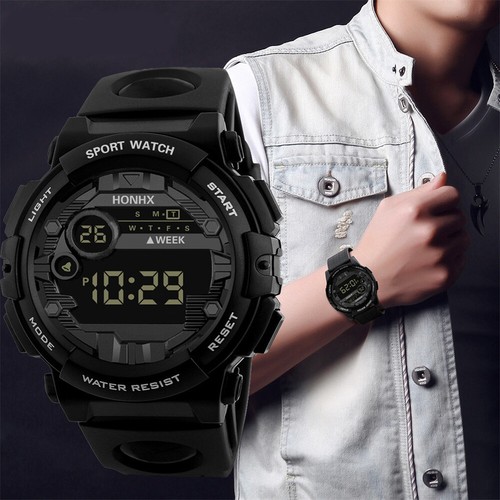 Mens Watches Black Military Style Army Walking Sport Digital Watch Waterproof UK - Picture 3 of 13