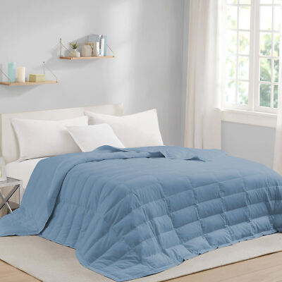 UNIKOME TENCEL Lyocell Lightweight Summer Cooling 75% Down Bed Blanket Navy Blue