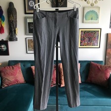 EXPRESS size 6 Black Gray Stretch EDITOR Low Rise Slim Leg Dress Pants
