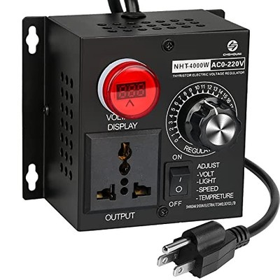 AC Variable Speed Controller, 120V~220V 15A 4000W SCR Voltage Metal shell Black