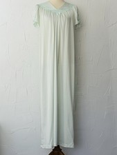 Shadow Line Nightgown S Pale Blue Silky Nylon Maxi Lace Detail VTG USA EUC