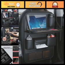 2 Pack Car Backseat Organizer with Foldable Tray, Kick Mat, Tablet Holder  Cup