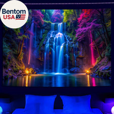 Blacklight Tapestry UV Glow Neon Forest Wall ...