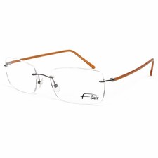 Flair Brille Randlos Mod 571 col 832 Metall Fassung Brillengestell Gun Hellbraun