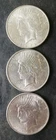1922, 1923, and 1923 $1 Peace Silver Dollars