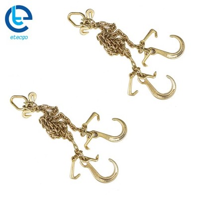2 Pack G70 V-Chain Bridle With 8'' Medium J Hooks T- Hook & J-Hook 5/16'' × 3'