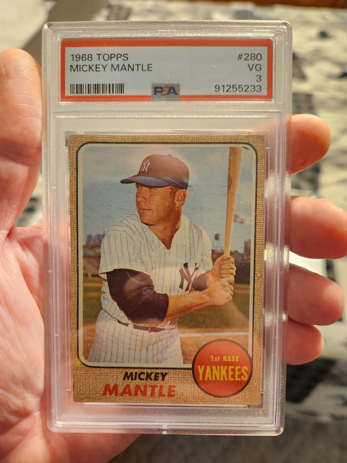 1968 Topps - Mickey Mantle #280 PSA 3 VG!