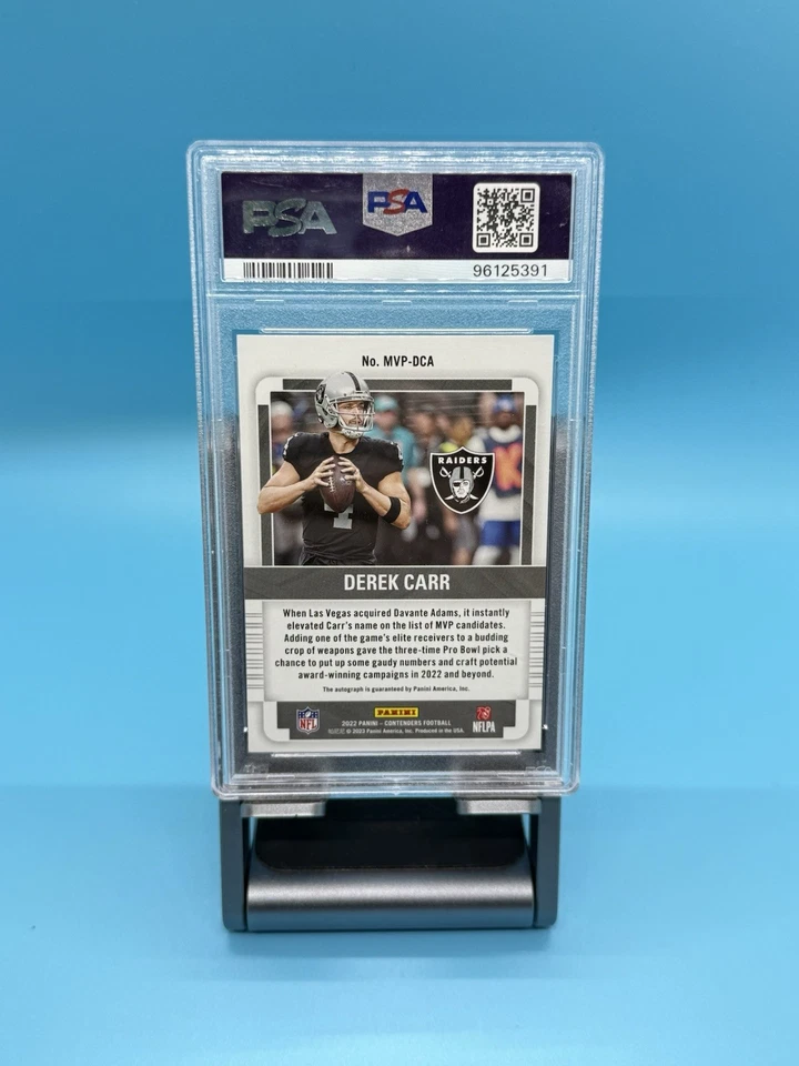 2022 Panini Contenders MVP Contenders Autographs #14 DEREK CARR Auto /49 PSA 10 - Image 2 of 2