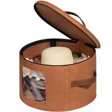 LEAGLOJOY Round Cowboy Hat Box, Large Felt Hat Organizer Bag Storage