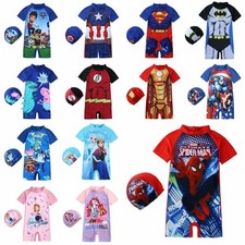 Kids Boys One Piece Surf Sun Suit Girls Swim Swimming Costume & Cap Beach Summer