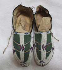 VERY NICE OLD PAIR OF BEADED CHEYENNE MOCCASINS--NR!