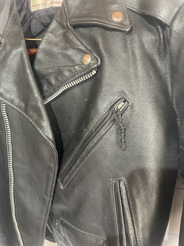 Vintage Excelled Leather Motorcycle Men's 40R Black Distressed Jacket U.S.A. - Picture 4 of 18