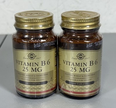 2 Count - Solgar Vitamin B-6 25mg 100 Tablets EXP 05/2026