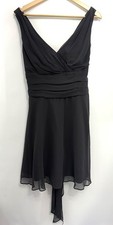 David’s Bridal Short Chiffon Tank Dress Wrap Sash Cocktail Black Whimsigoth 12