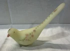 Fenton Hand Painted Glass Bird Figurine Signed M. Luman Floral Matte