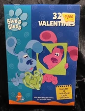 2002 Viacom Nick Jr. Blue's Clues Box of 32 Valentines w/ Seals- 8 Designs - NIB