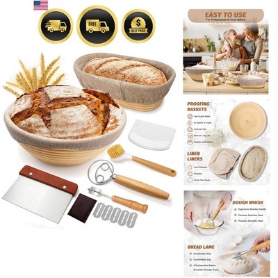 Sourdough Proofing Basket Set Bread Baking Supplies Round Oval Banneton